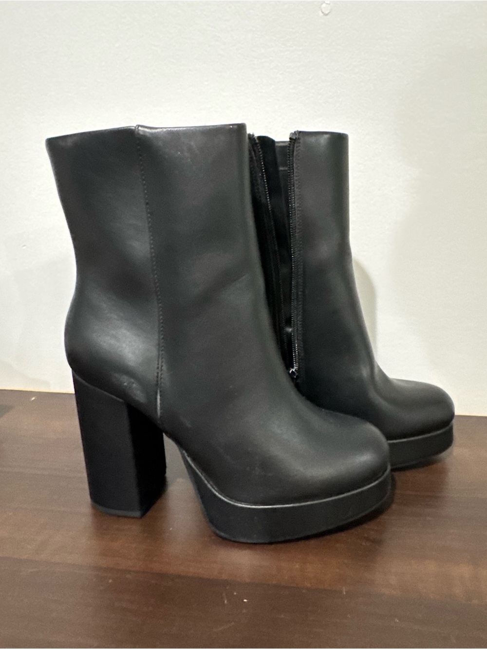 Primark Women's Black Platform Block Heel Ankle Boots Sz 7